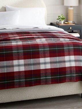 Threshold Red and Green Plaid Flannel Throw